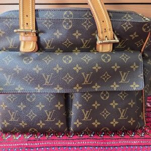 Louis Vuitton Monogram Canvas Tote with Front Pockets - Brown/Tan
